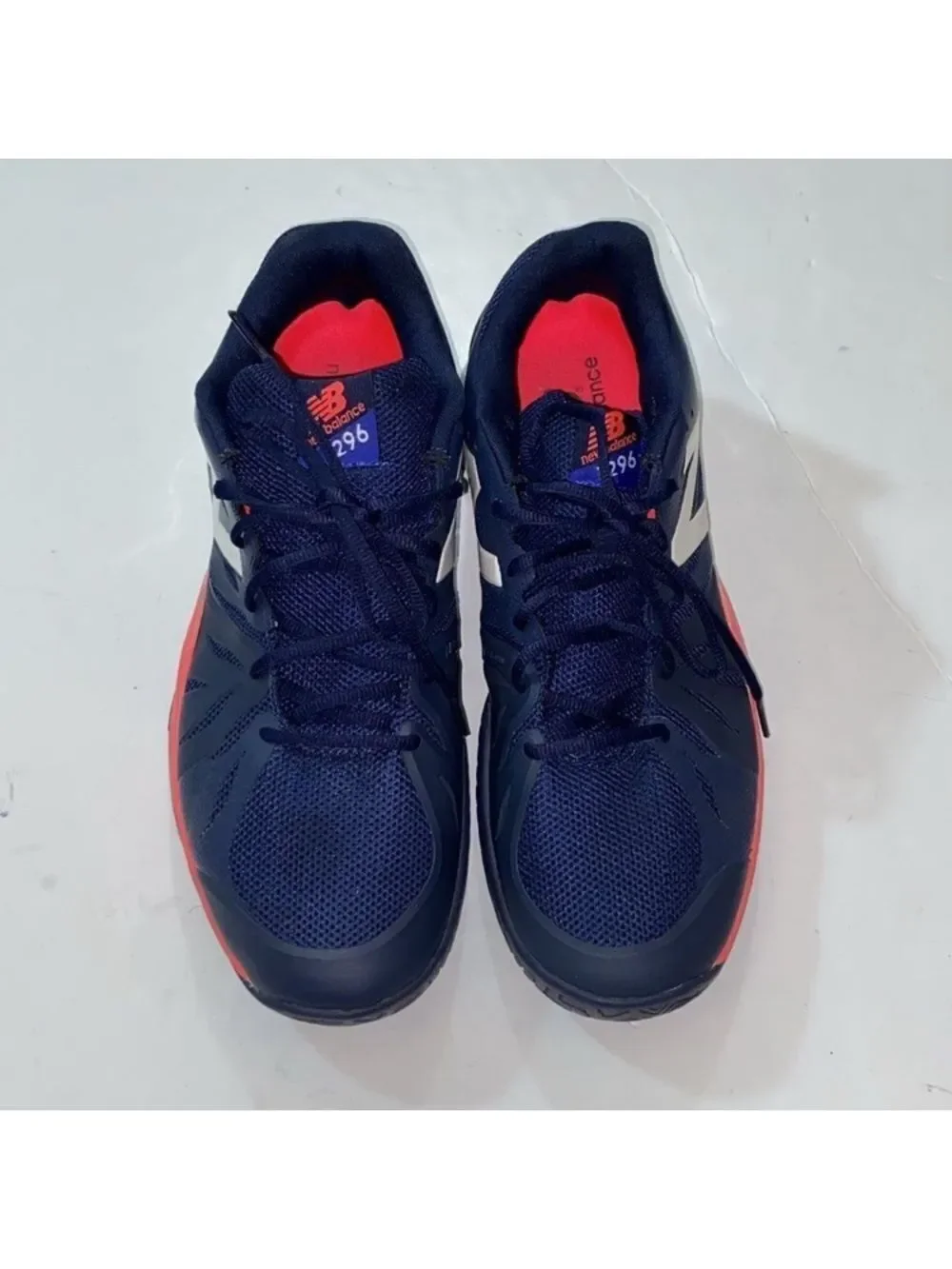 New Balance 1296v2 Men's Navy Athletic Shoes with Coral Accents